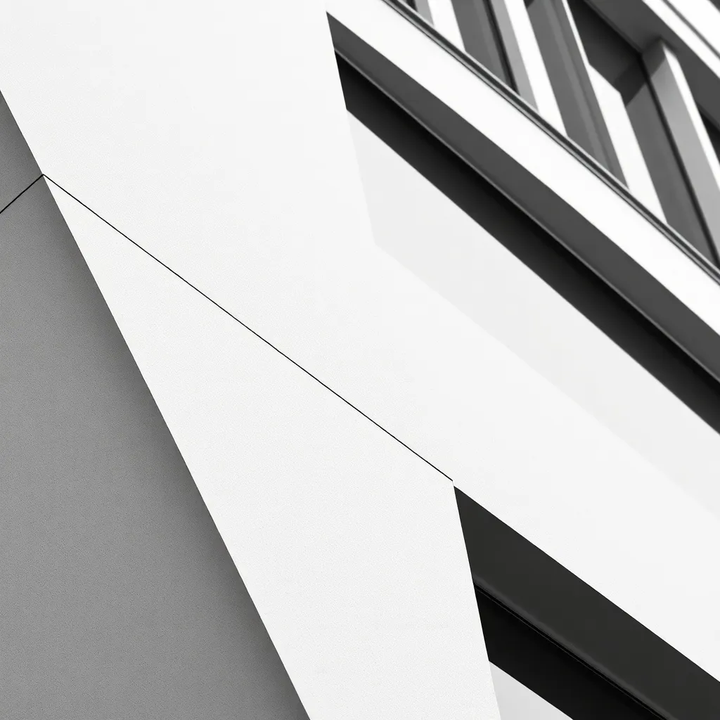 A minimalist black and white architectural detail of a moder